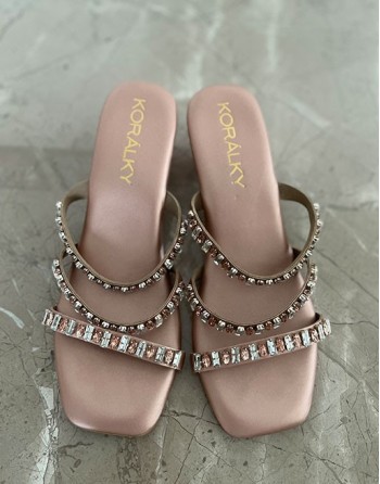 Transparent embellished heels